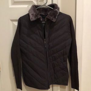 Zip up faux fur sweater